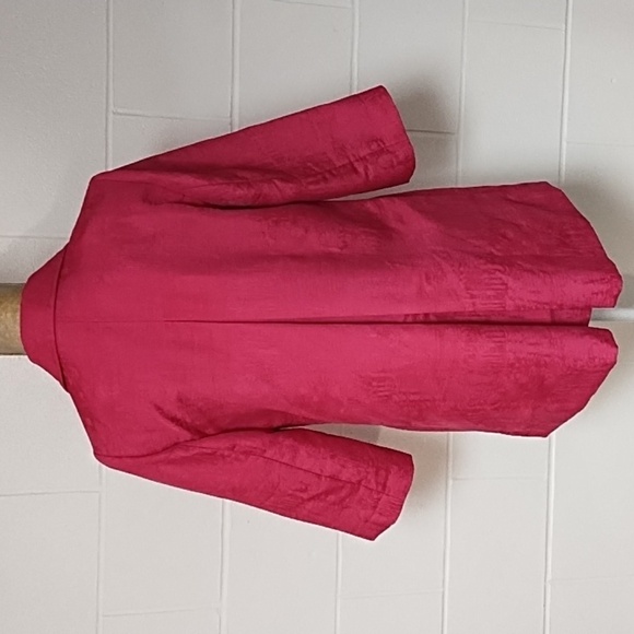 Chico's Fuchsia Pleat Back 3/4 Sleeve Boho Harajuku Textured Jacket - Picture 3 of 9